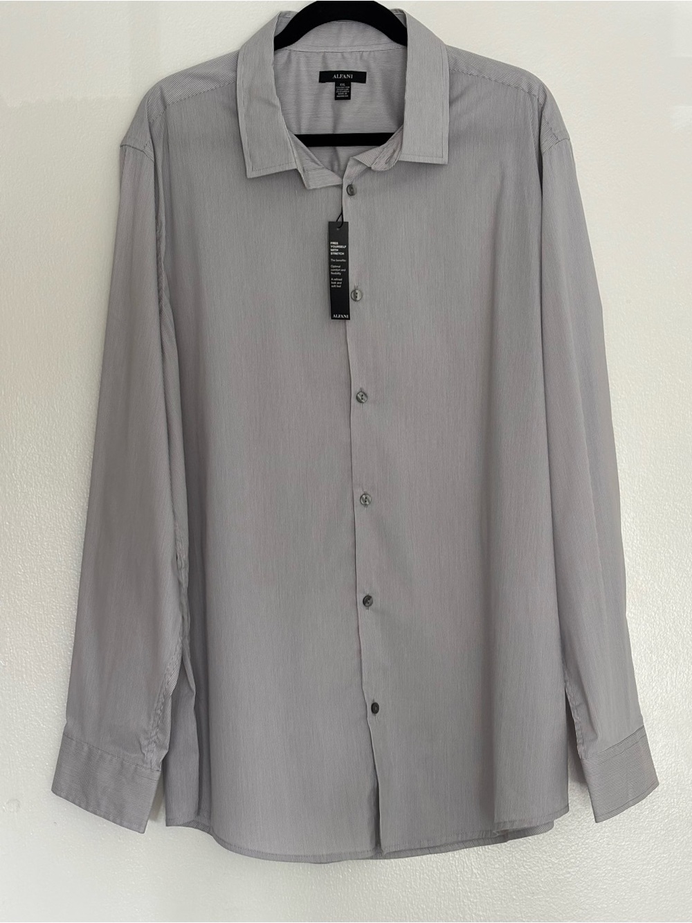 Alfani Smooth Silver Stretch Dress Shirt Mens XXL NWT